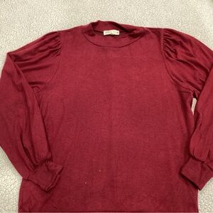Dark Red Long Sleeve Light Mock Turtleneck Sweater